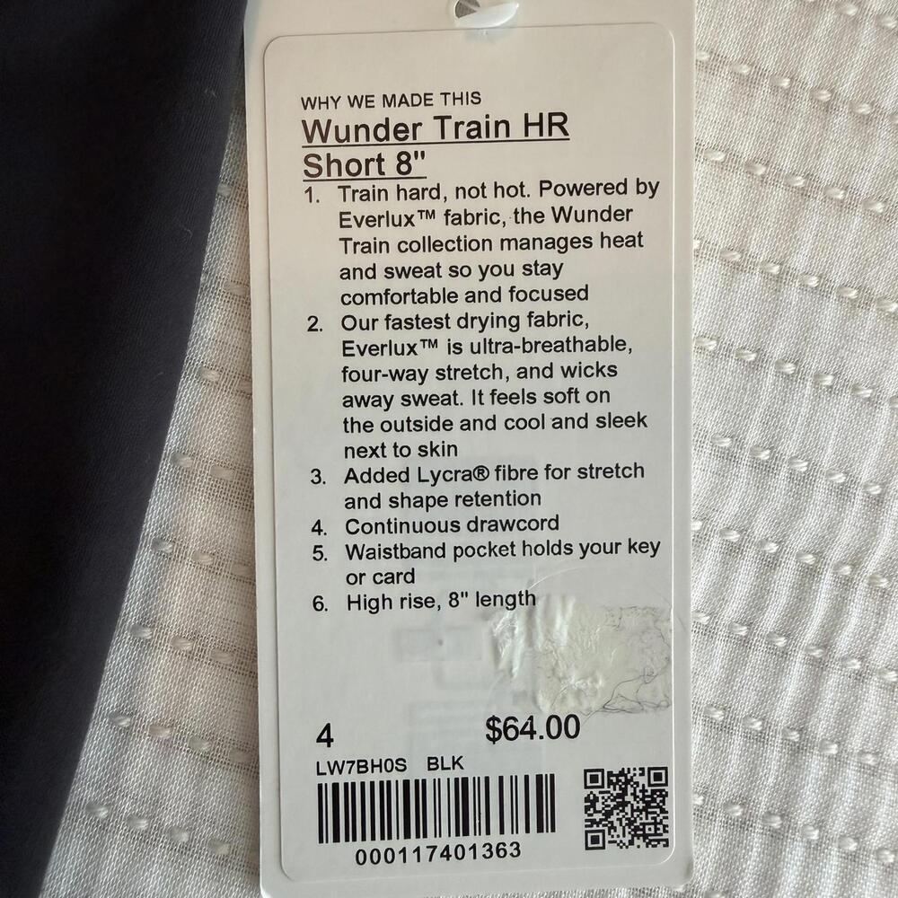 NWT Lululemon Wunder Train High-Rise Short 8" Black Size 4 - Picture 5 of 8